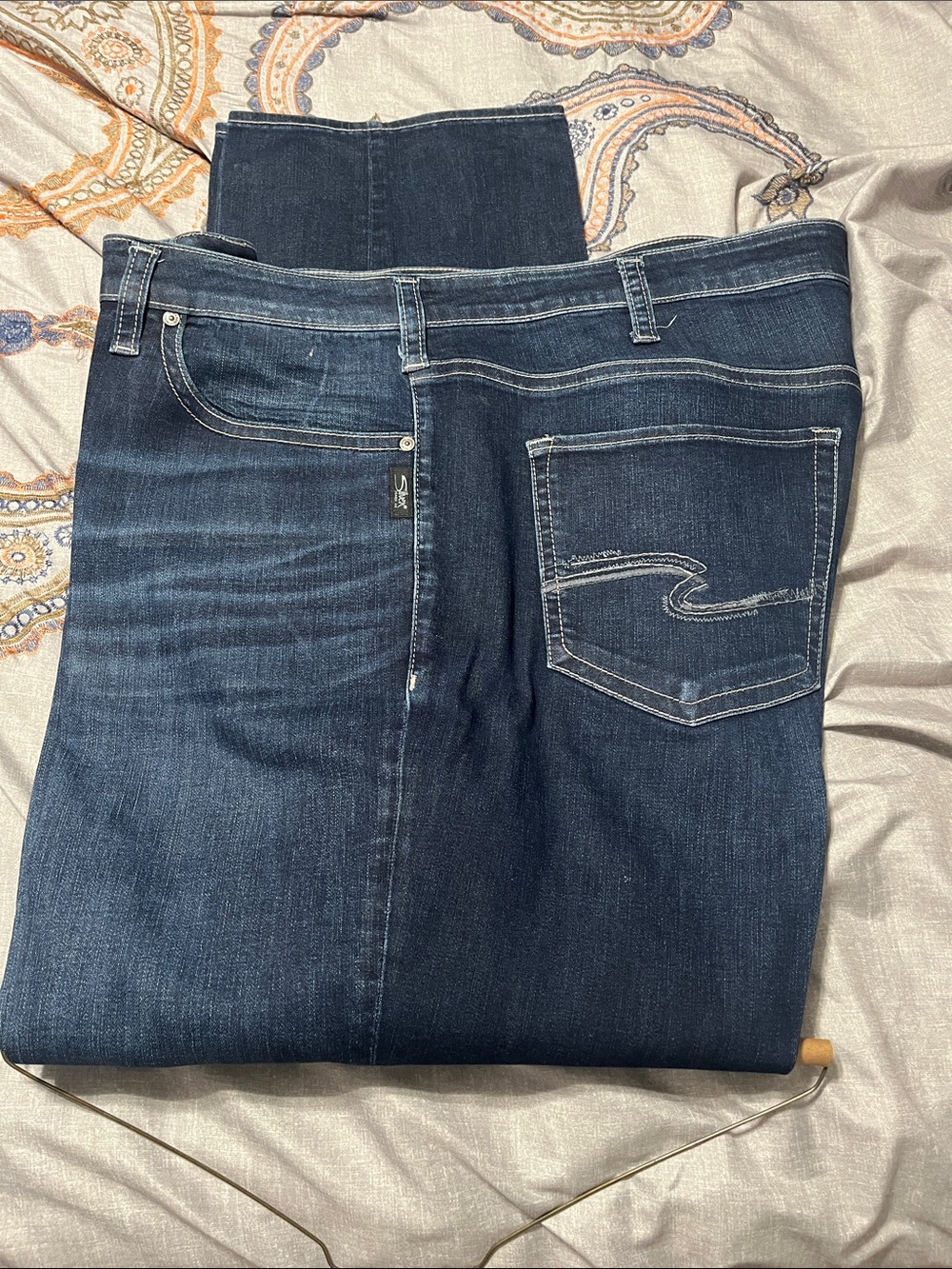 Men's Dark Blue Silver Grayson Straight Fit Jeans